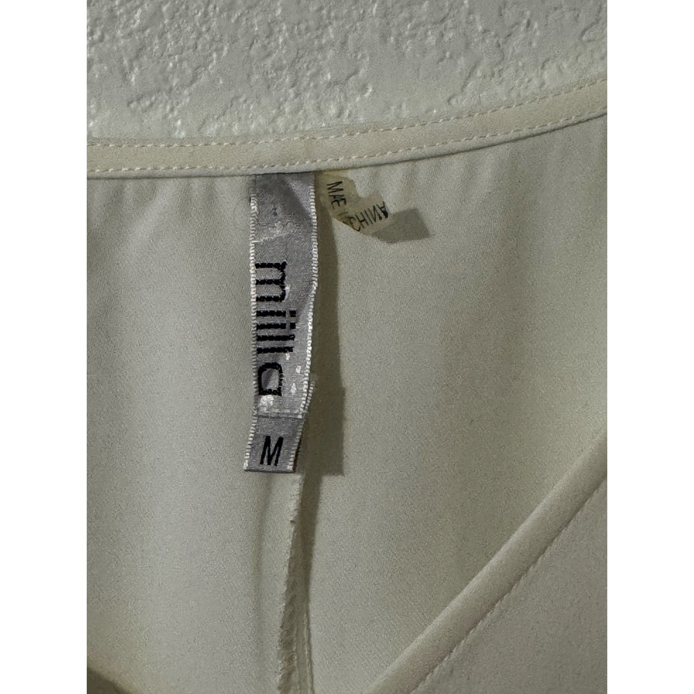 Milla Women's White‎ V Neck Tie Shoulder Tunic Top Shirt Dress Size M - Picture 4 of 9